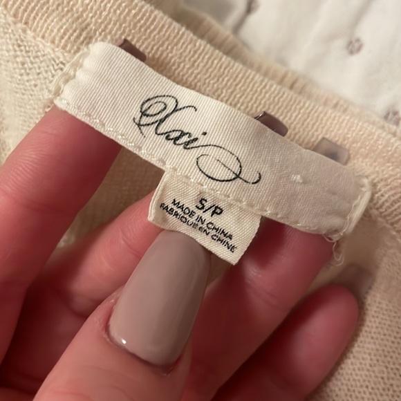 Beige Long Sleeve Pullover Sweater with Elbow Patches - Picture 2 of 6